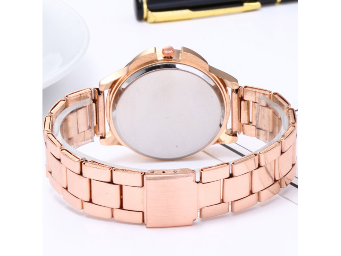 Relógio de pulso elegante em aço e quartzo preto para homens e mulheres, ideal para ocasiões formais.