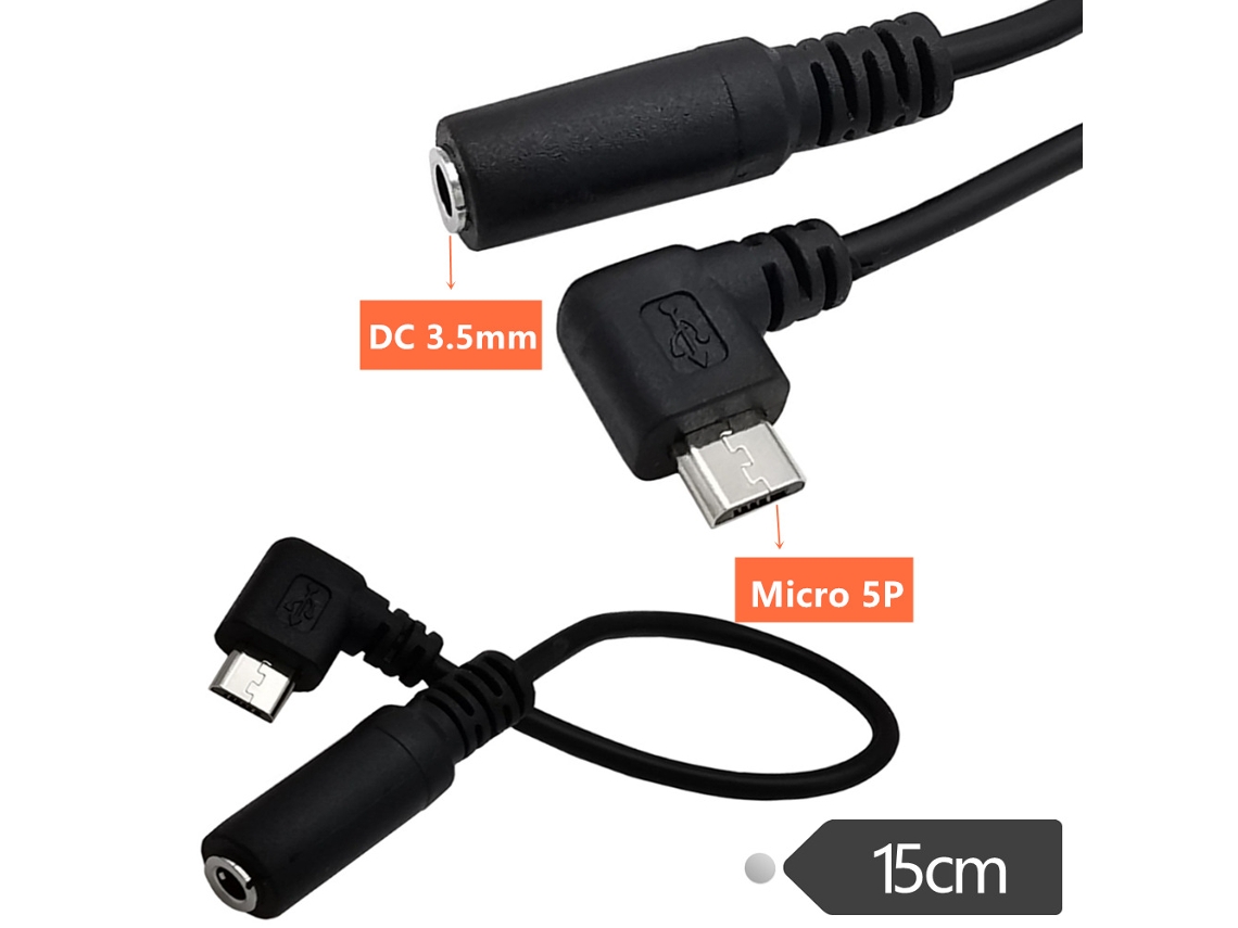 2 Cabos Micro Usb para Áudio de 3,5 Mm Curva 90 Graus V8 AQUAFORGE