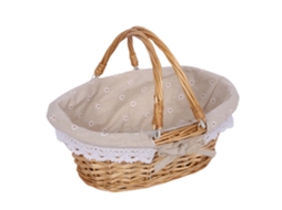 Cesta de picnic de rattan com alça, pequena, com flores Daisies LAXISCREED