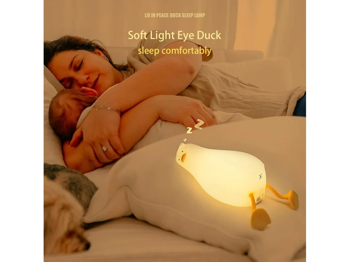 Luz Noturna De Pato Plano Deitado Lâmpada Led De Pato Mole Pato Iluminado Bonito Luz Noturna De Berçário Regulável Em Silicone Lâmpada Bestvite