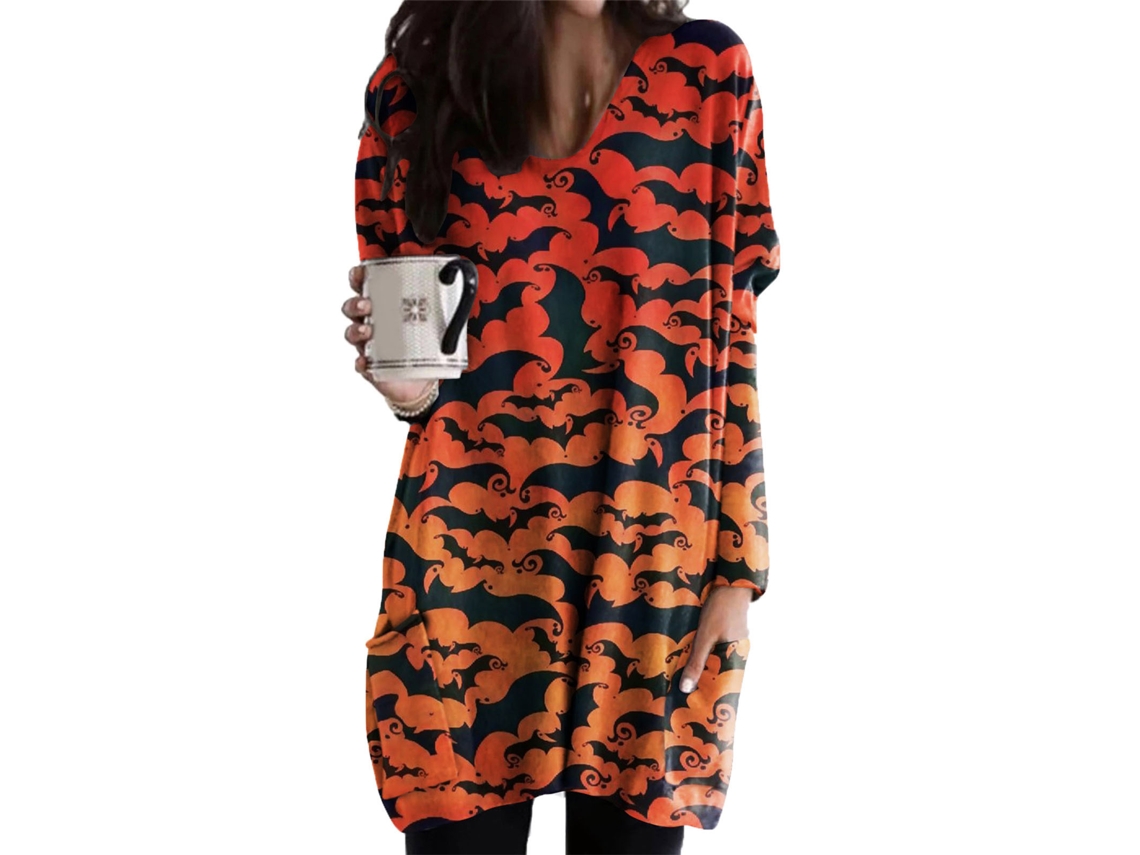 Sudadera De Halloween Para Mulher Com Bolsos Manga Longa Gola Redonda Oversize Tamanho 2xl