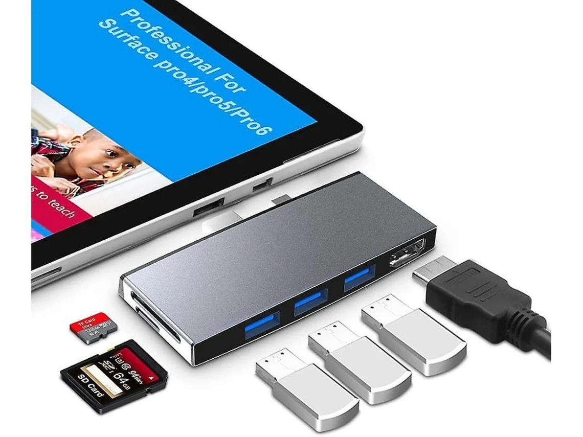 Hub Usb 3.0 Compacto E Eficiente De 2 Portas Com Adaptador Hdmi 4k Para Dispositivos Surface Black