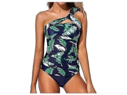 Traje De Banho Tankini Feminino De Alta Qualidade: Leve, Respirável, Elástico, Rápido Seco E Perfeito Para Praia, Viagens E Esportes Flower Green