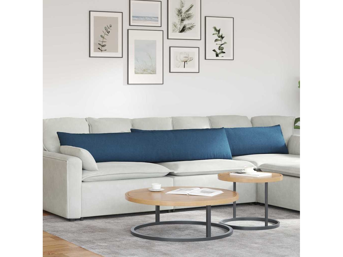 Vidaxl Travesseiros De Sofá 2 Unid. Tecido Azul 200 X 40 Cm