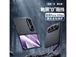 Capa Para Celular Huawei Pura X Max (preta, Alta Definição) Com Textura Semelhante À Pele, Acabamento Oleoso E Dobradiça Com Mola.
