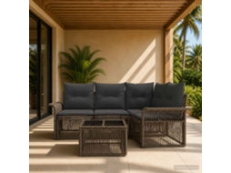 Vidaxl Conjunto De Sofá De Jardim 5 Pcs Cinzento Vime Pe