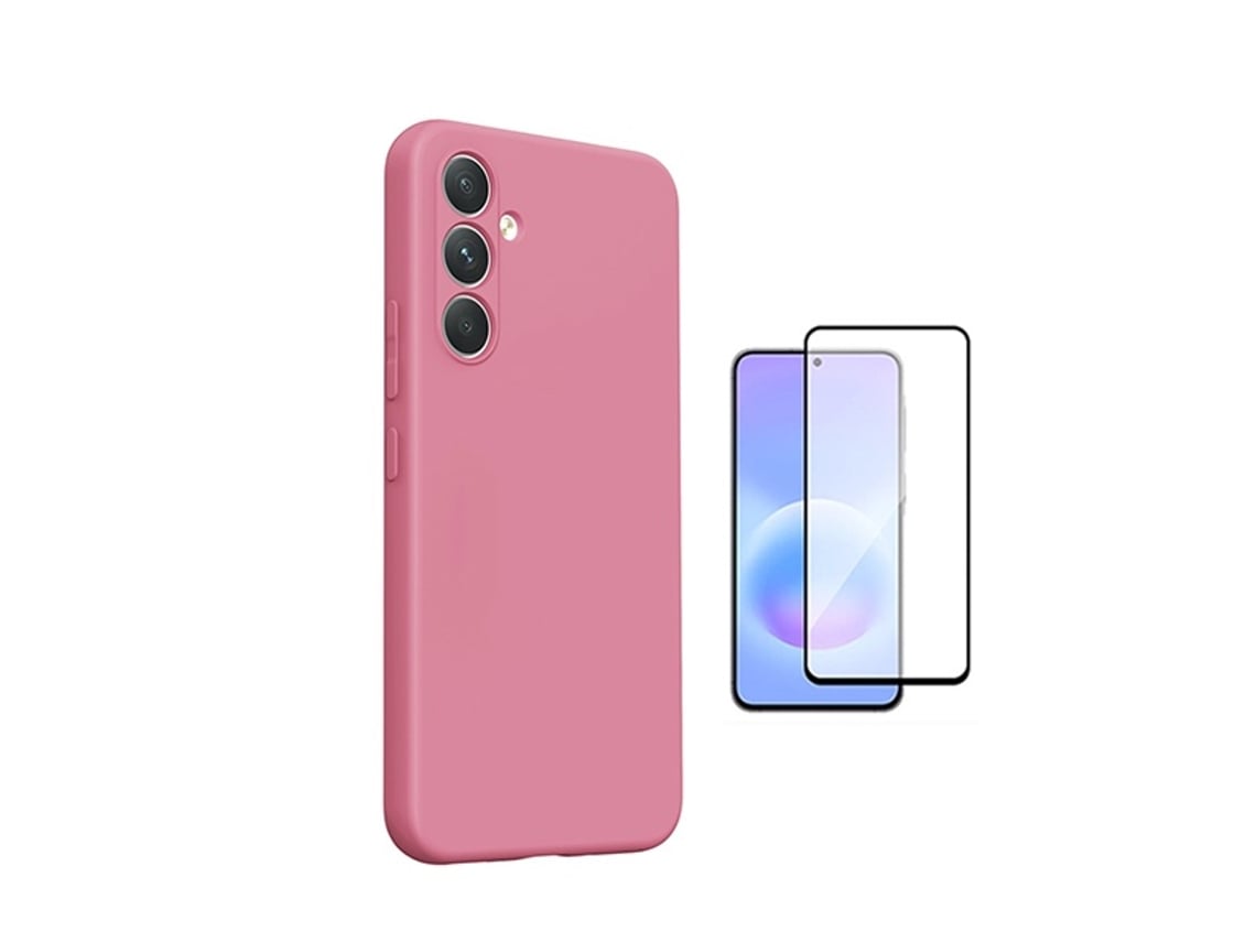Kit Película De Vidro Temperado Gorilasglass Capa Proteção Silicone Gift4me Para Samsung Galaxy A27 - Rosa