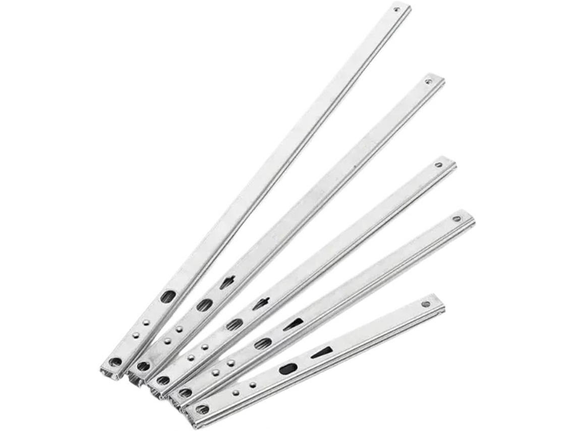 Par De Corrediças Para Gaveta, Duas Seções, 17mm De Largura, Trilho Dobrável De Aço Com Esferas 182mm 8 Polegadas