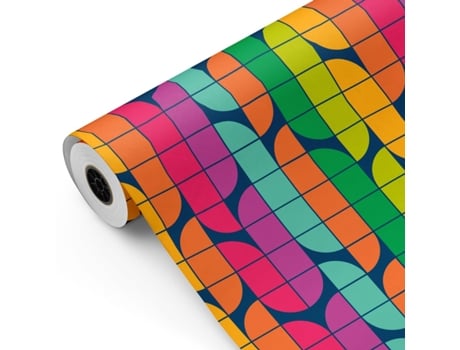 Bobina De Papel De Presente, Rolo Grande 62cm X 100m • Retrô Colorido • Ideal Para Lojas Negócios Comércio Embalar Presentes Aniversários Fiesta Paper