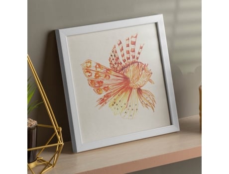 Póster NACNIC Quadrado com Desenhos de Peixe. O Desvio da Coluna Vertebral em Laranja, Ilustrado com Desenhos de Peixes e Animais Do Mar.