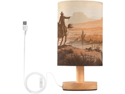 Abajur De Cabeceira Estilo Faroeste, Com Led, Para Leitura, Com Portas Usb E Cúpula De Tecido, Ideal Para Quarto, Sala