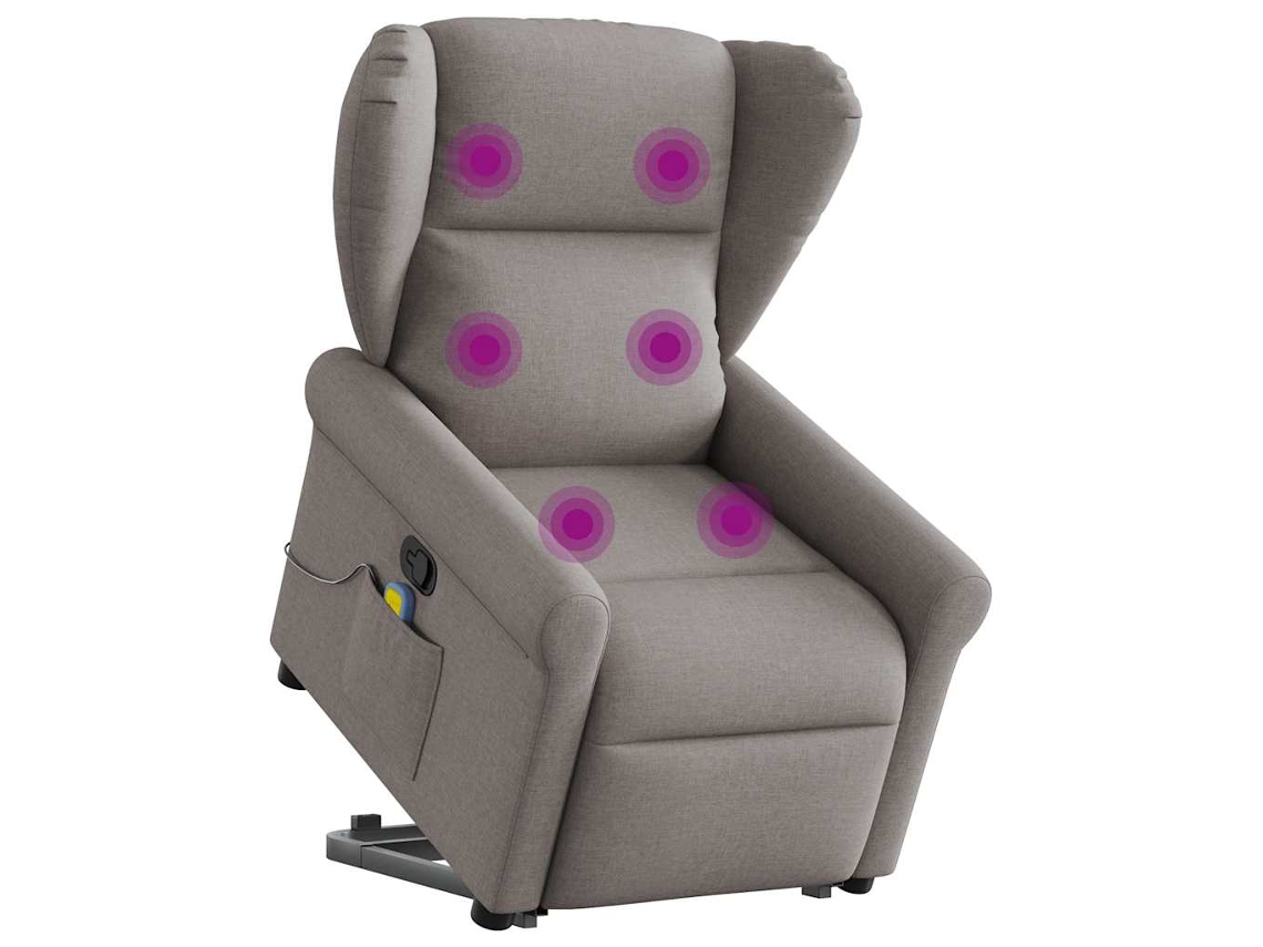 Vidaxl Poltrona Elevatória De Massagens Tecido Cinzento-acastanhado
