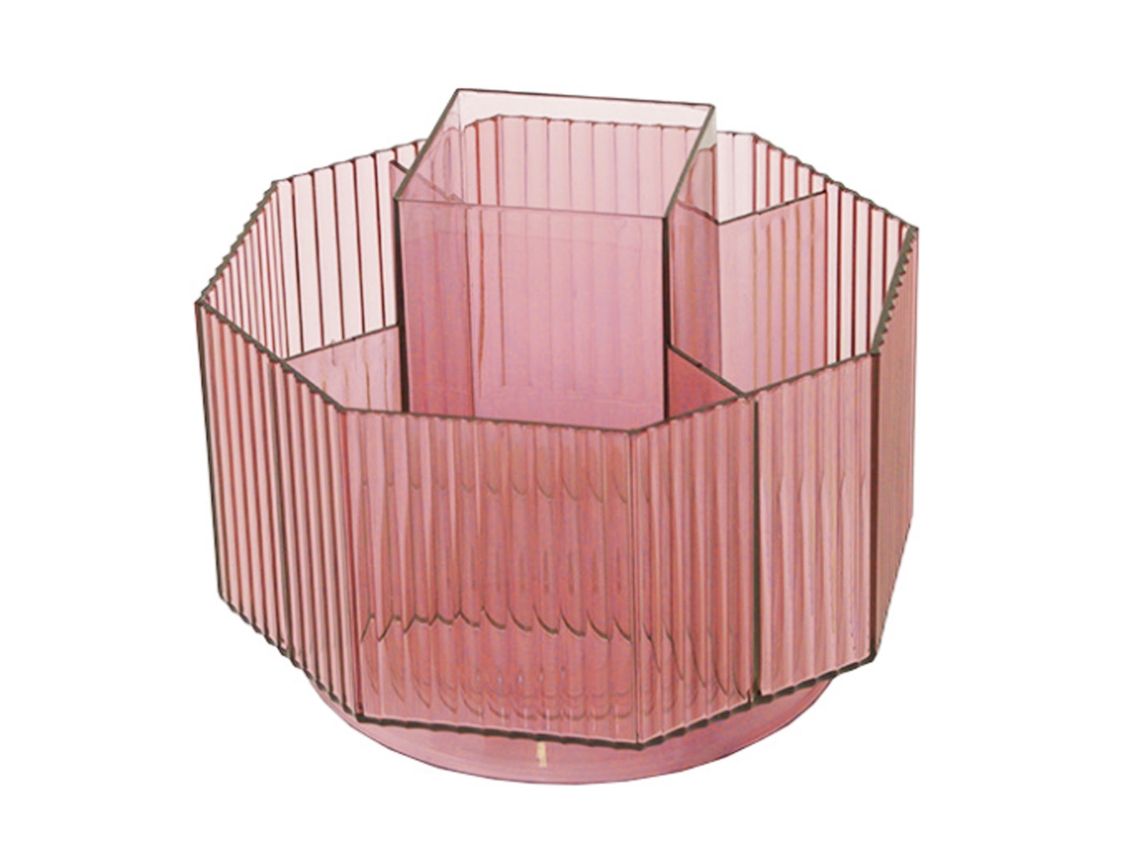 Porta canetas rotativo 360° de grande capacidade, plástico, rosa | S/MARCA