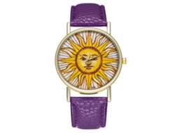 Relógio Analógico de Quartzo Pulseira Pu Zhoulianfa Feminino Masculino Sol (roxo)