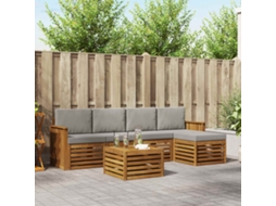 Vidaxl Conjunto De Sofás Para Exterior 6 Unid. Cinza Natural E Claro