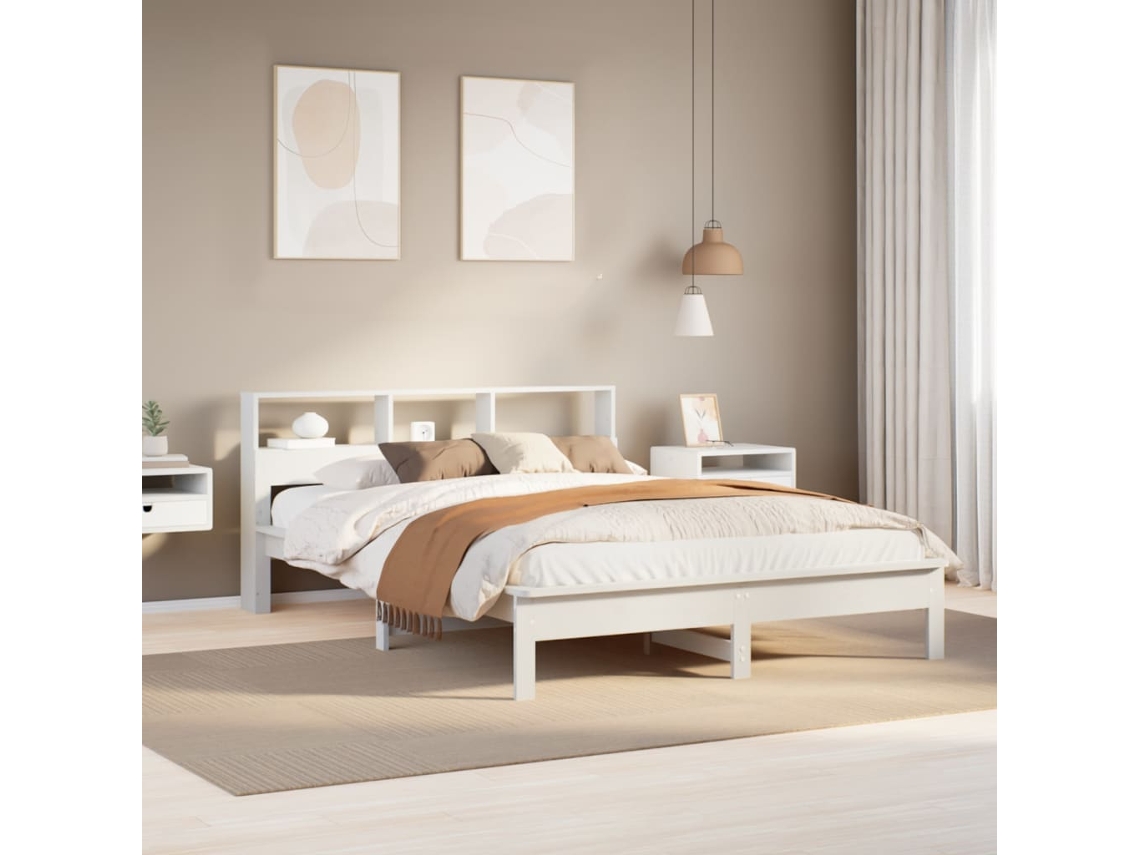 Vidaxl Cama Sem Colchão 140x200 Cm Madeira De Pinho Maciça Branco