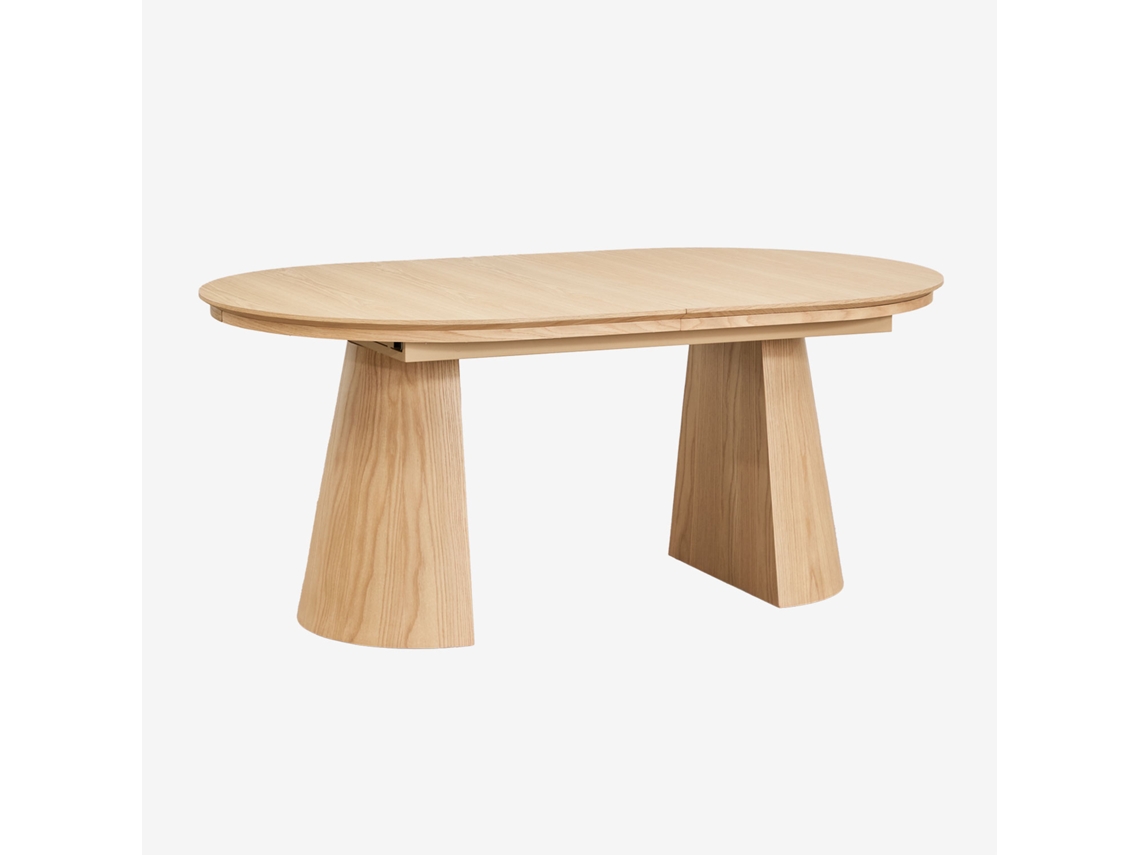 Sklum Mesa De Jantar Oval 180-240x105 Cm Extensível Em Mdf E Folheado A Carvalho Montana Mdf - Folheado A Carvalho Madeira Natural