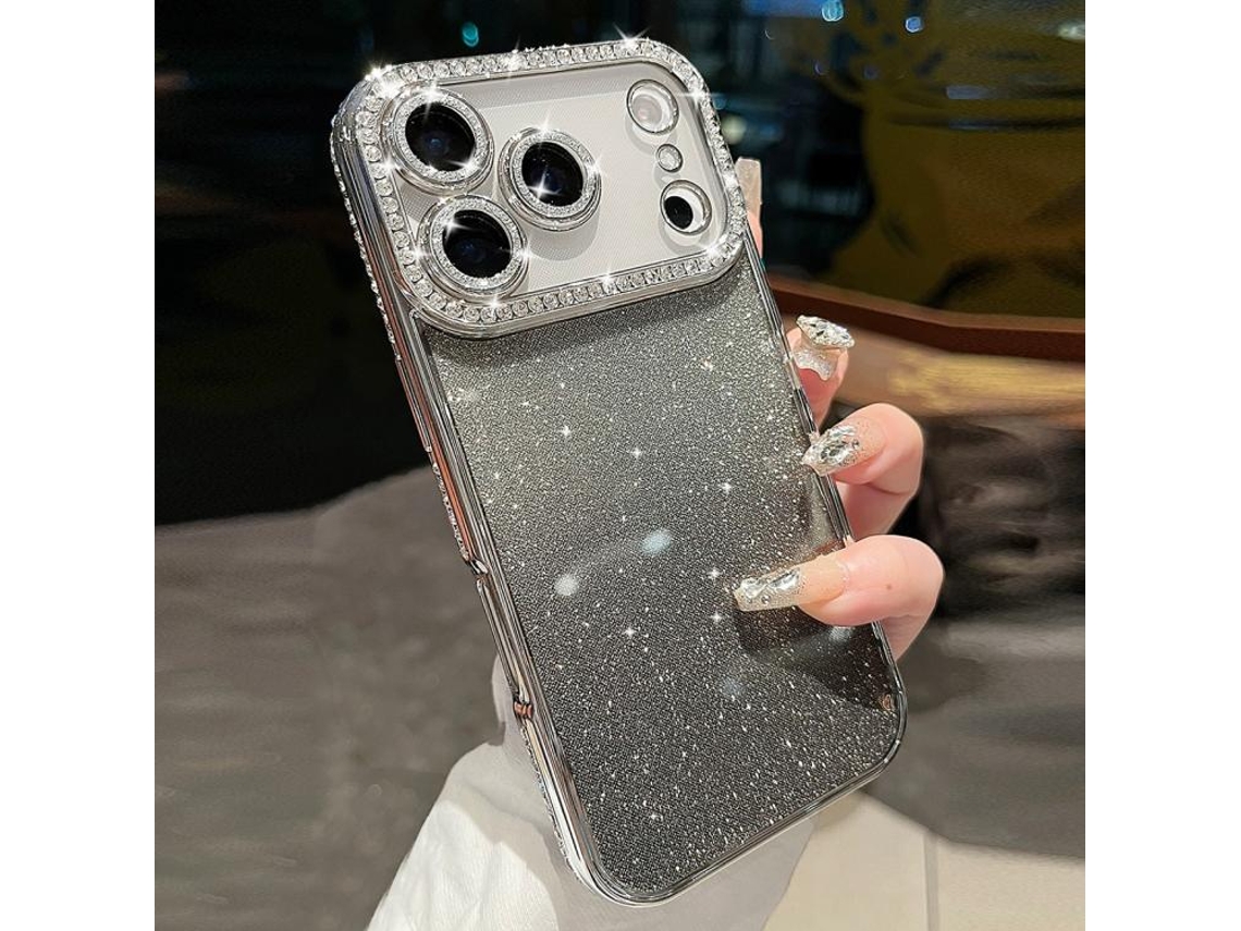 Capa De Tpu Para Iphone 17 Pro Max - Glitter Degradê De Diamante