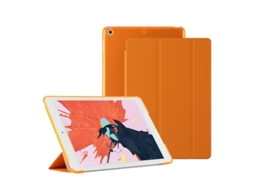 Capa De Couro Compatível Com Ipad 10.2 Air34 Pro11 Para Tablet Apple, Tecnologia Smart Sleep E Estrutura Rígida Na Cor Laranja. Tuotuo
