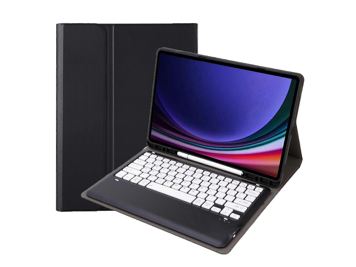 Capa De Couro Para Tablet Samsung Galaxy Tab S9+ / S9 Fe+ A810b Com Compartimento Para Caneta, Teclado Bluetooth Destacável E Sistema De Reprodução.