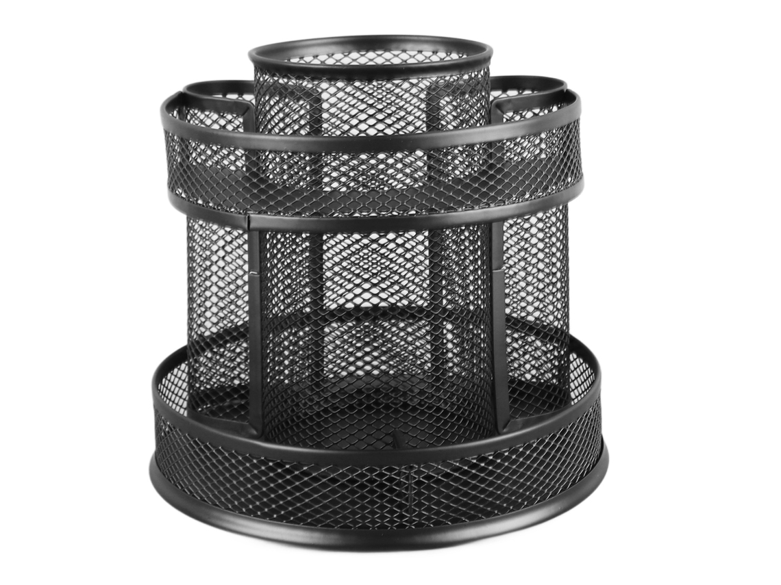 Lurelia Organizador De Maquilhagem, 16,5 X 8 Cm, 360°, Grande Capacidade, Resistente, 7 Compartimentos, Metal, Preto