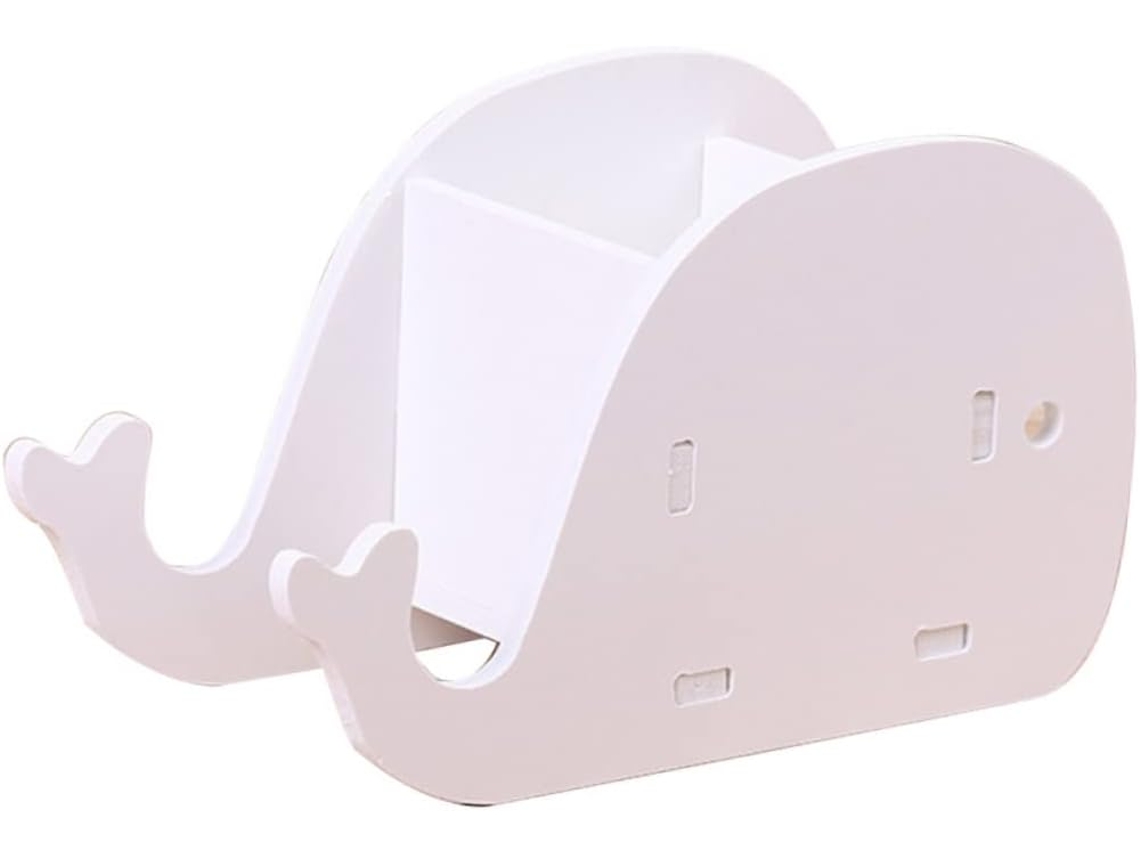 Porta-lápis De Madeira E Plástico Branco Com Suporte Para Celular