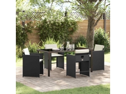 Vidaxl Conjunto de Jantar para Jardim 5 Pcs Preto Vime Pe