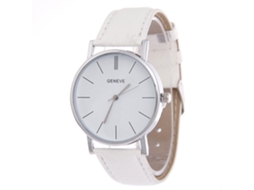 Reloj De Pulsera De Cuero Pu Simple Y Moderno Para Hombre Y Mujer De Color Blanco