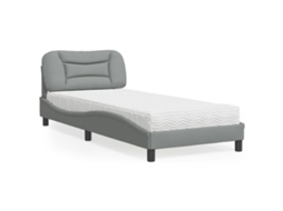 Vidaxl Cama com Colchão Hvar 90x190 Cm Tecido Cinzento claro