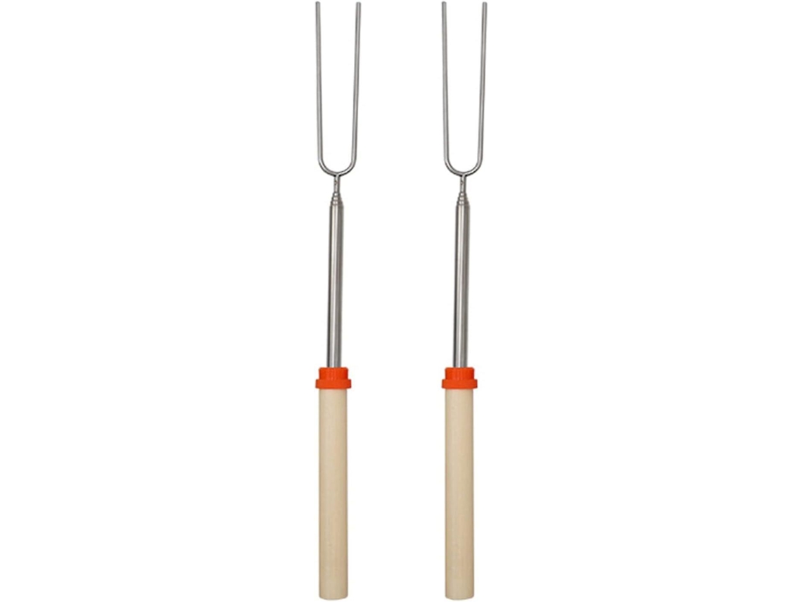 LAOPIPFU Campfire Grill Sticks, Tacos De Assar Aço Inoxidável Extensível Para Assar Marshmallow, Dicas Robustas Resistentes Ao Calor Resistente Ao Calor Para D