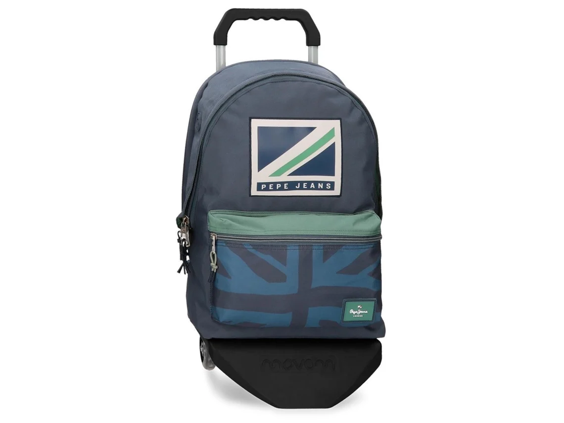 Mochila Escolar Adap. 44cm 2c C/ Carro Pepe Jeans Tom Azul Marinho