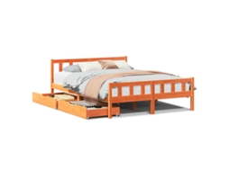 Cama Sem Colchão 160x200 cm Madeira Pinho Maciço Castanho mel MAISON EXCLUSIVE