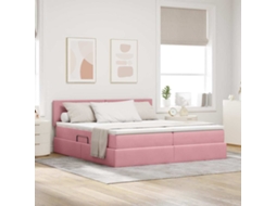 Vidaxl Cama De Armazenamento Led Com Colchão Rosa 200 X 200 Cm Veludo