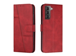 Capa De Celular Em Couro Com Textura De Bezerro E Costura Aparente Para Samsung Galaxy S23+ 5g