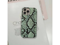 Capa Para Iphone 17 Pro Max Em Couro Sintético Com Textura De Píton Ciano