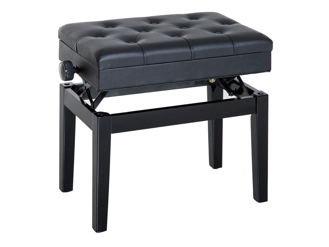 Banco de piano ajustável, armazenamento, assento acolchoado, 54,5x33x48cm, preto, ORBITRA COMMERCE