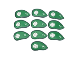 10 Capas De Cabeça De Taco De Golfe Padrão Trevo Pu Impermeável Conjunto Para A Maioria Dos Tacos Verde