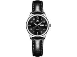 Lurelia Relógio Feminino, Movimento De Quartzo, Data/calendário, Couro, Preto, Dourado
