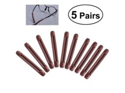 5 Pares de Ganchos Anti auriculares Silicone Confortáveis ​​para Óculos Sol GOKOCO (marrom)