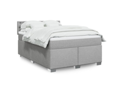 Vidaxl Cama Com Molas/colchão 140x190 Cm Tecido Cinzento-claro