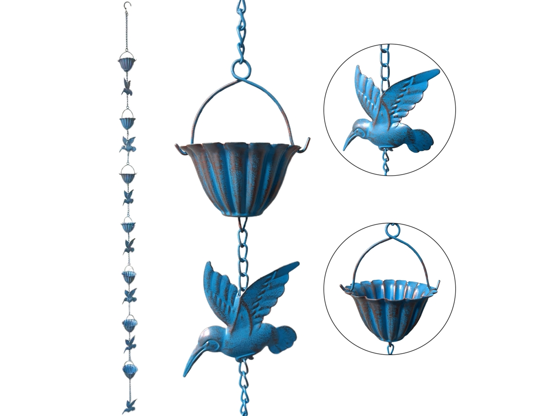 Corrente de Chuva Pássaro Colibri Exterior 2.4m Decorativa