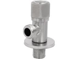 Válvula de Parada Angular Hexagonal 2 Vias com Rosca M20 em Aço Inoxidável 304, Cor Prata CHABERLU