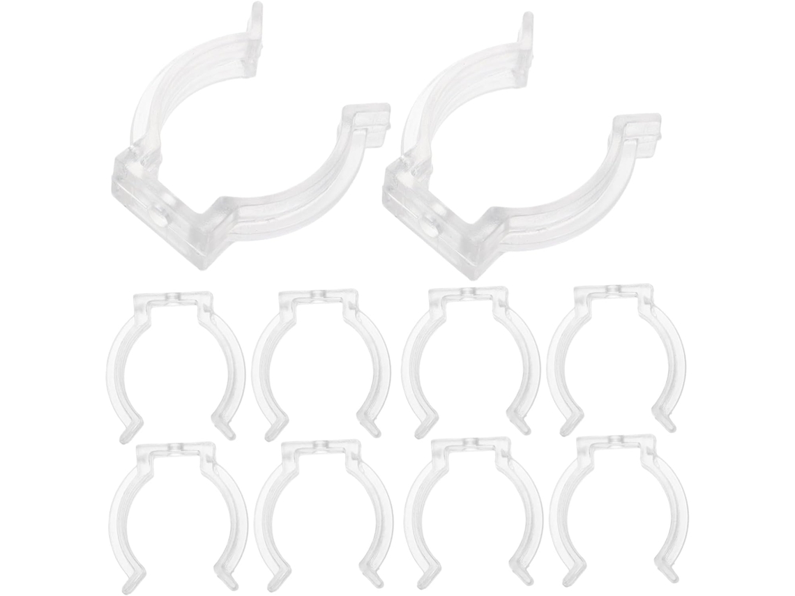 Conjunto de 30 clipes de plástico transparente para suporte de lâmpadas LED T8, com clipes removíveis e resistentes ao desgaste.