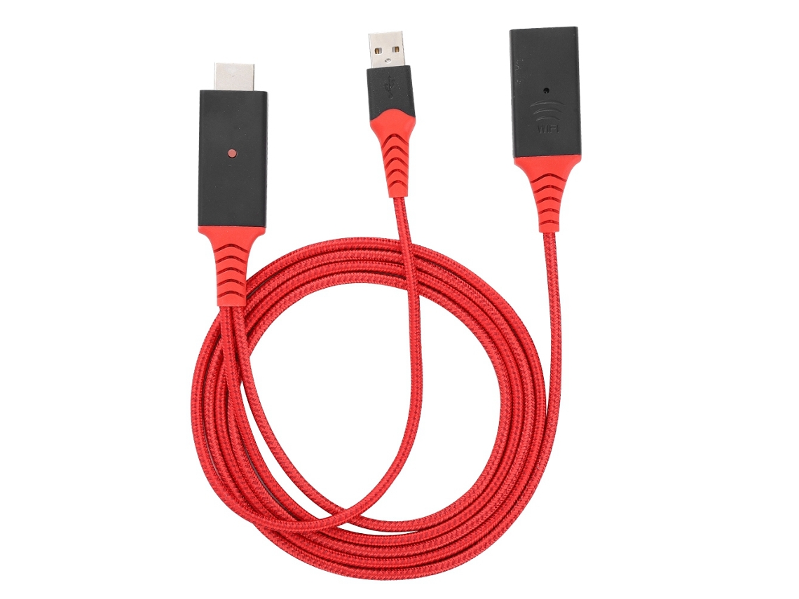 Adaptador (modo Dual Com Fio E Sem Fio, Espelhamento De Tela De Sistema Dual Android E Ios) Vermelho