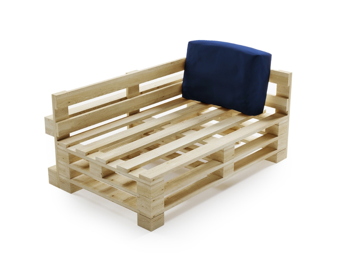 Almofada Amovível De Canto De Palete De Poliéster Bananair 60x40 Cm Azul