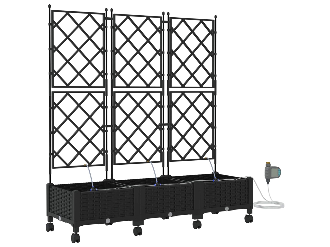 Conjunto 3 Vaso De Jardim Vidaxl Preto Polipropileno (120 X 40 X 132 Cm)