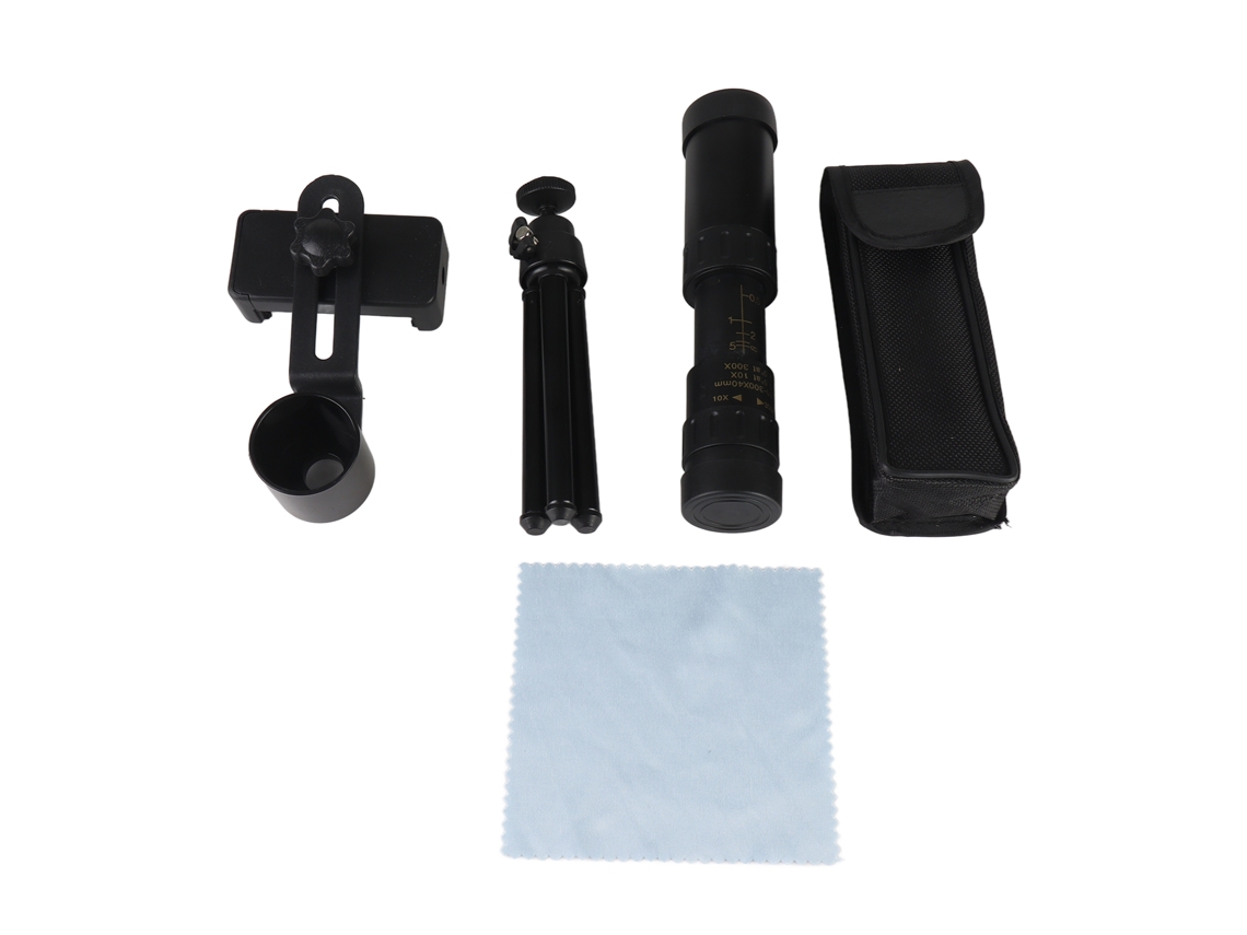 Telescópio Monocular 10x-300x Lente 40mm Com Suporte Para Telefone E Trípode Mini Para Observar Aves E Concertos