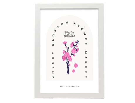Póster Artemante NACNIC Pop. Ilustrações artísticas modernas da flor de cereja para decoração de interiores.