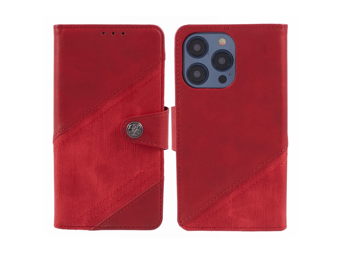 Capa Textura Louco Para Iphone 15 Pro Max Pele Sintética Vermelho