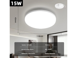 Luminária de Teto Led Redonda Moderna , Iluminação em Pvc com Economia de Energia. MDUG (15w, Luz Quente)